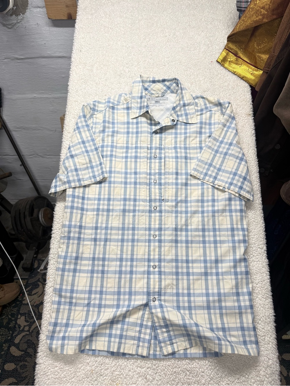 511 tactical series, Men's Light Blue Plaid Short-Sleeve Button-Up Shirt, size S
